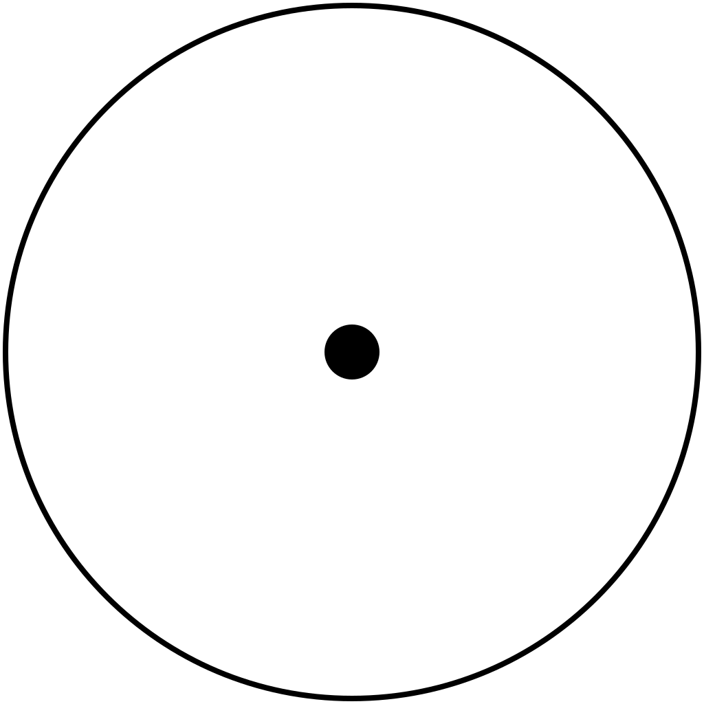 A circle with a dot in the middle.